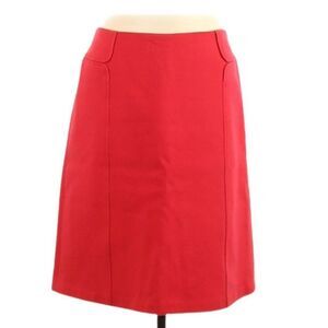 Tocca Red Cotton Skirt Aline Tea Length‎ Rib Texture Lined Panel Details Sz 10